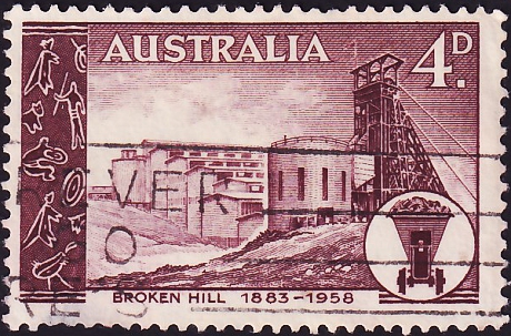 Австралия 1958 год . 75-я годовщина основания Брокен-Хилл .